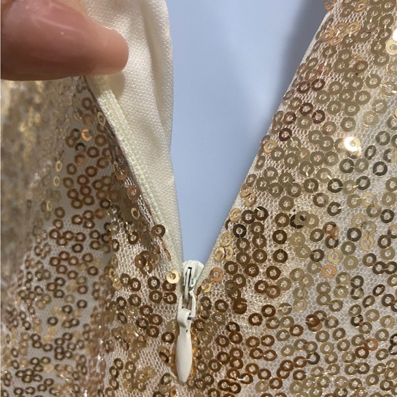 Gold Sequence Party Dress- Long - Picture 4 of 7